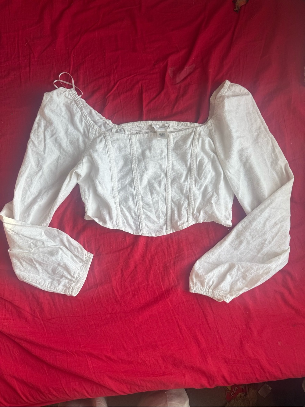 Kirious White Off-Shoulder Corset-Style Crop Top